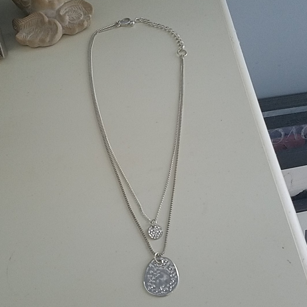 Adjustable Double-Strand Silver Necklace 26"
